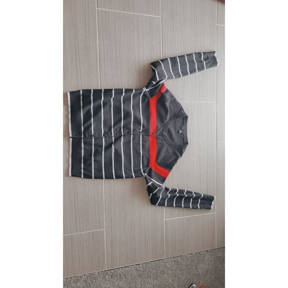 Brooks Brothers Cardigan Sweater Womens Black  Red Striped Cotton Med Minimalist - Picture 6 of 8